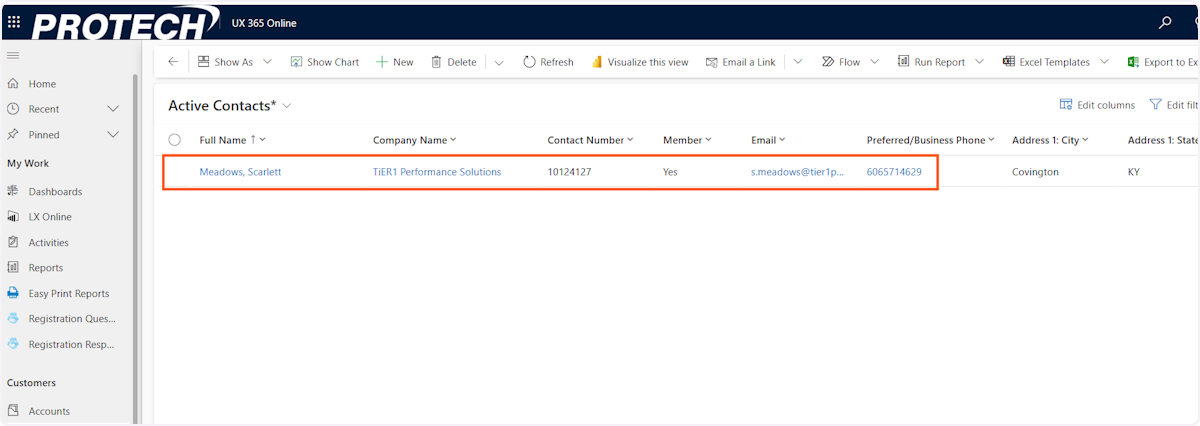 Double click on the contact record