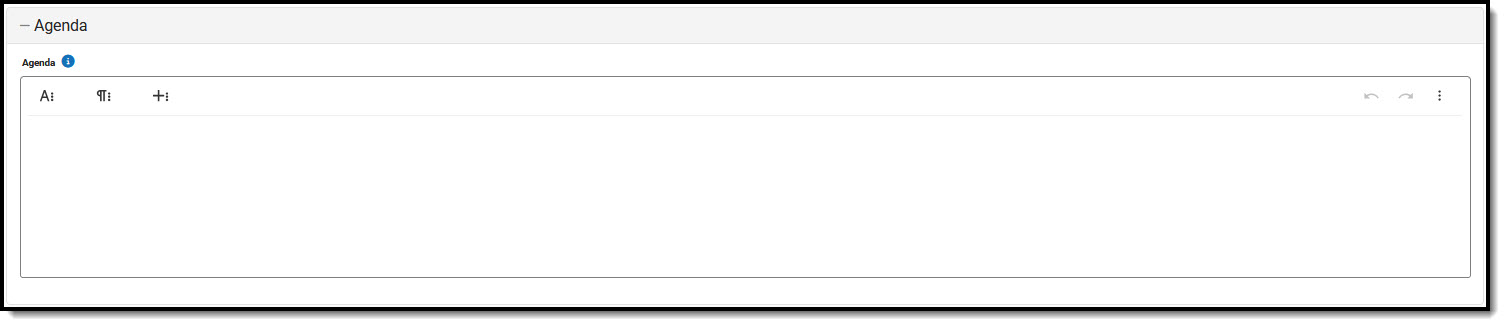 Screenshot of the Meetings Agenda Editor