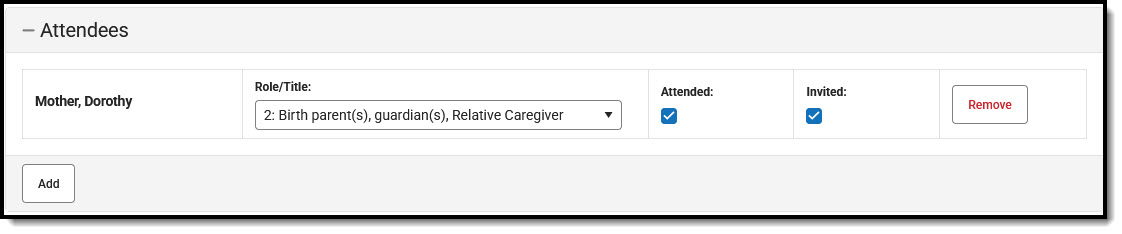 Screenshot of the Meetings Attendees Editor