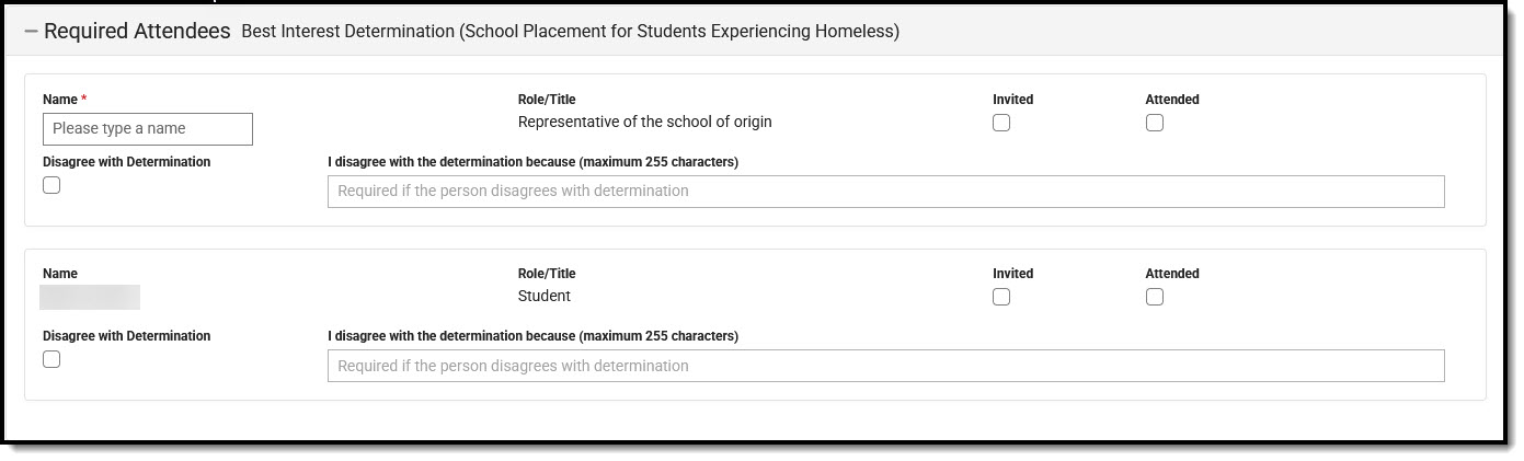 Screenshot of the Meetings Required Attendees Editor