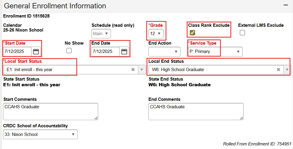 general enrollment information for CCAHS graduate