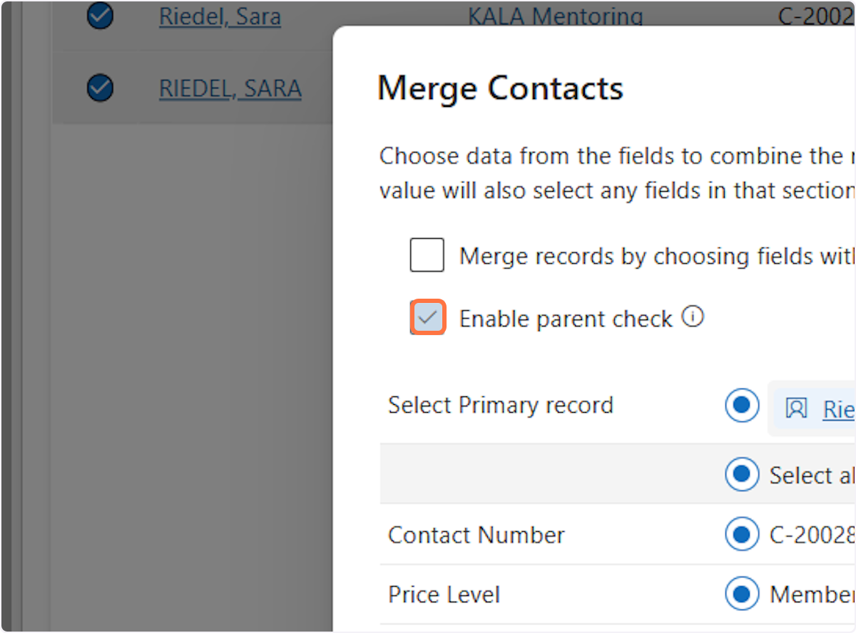 Uncheck Enable parent check