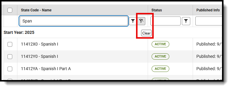 Screenshot showing how to remove the fitlered text. 