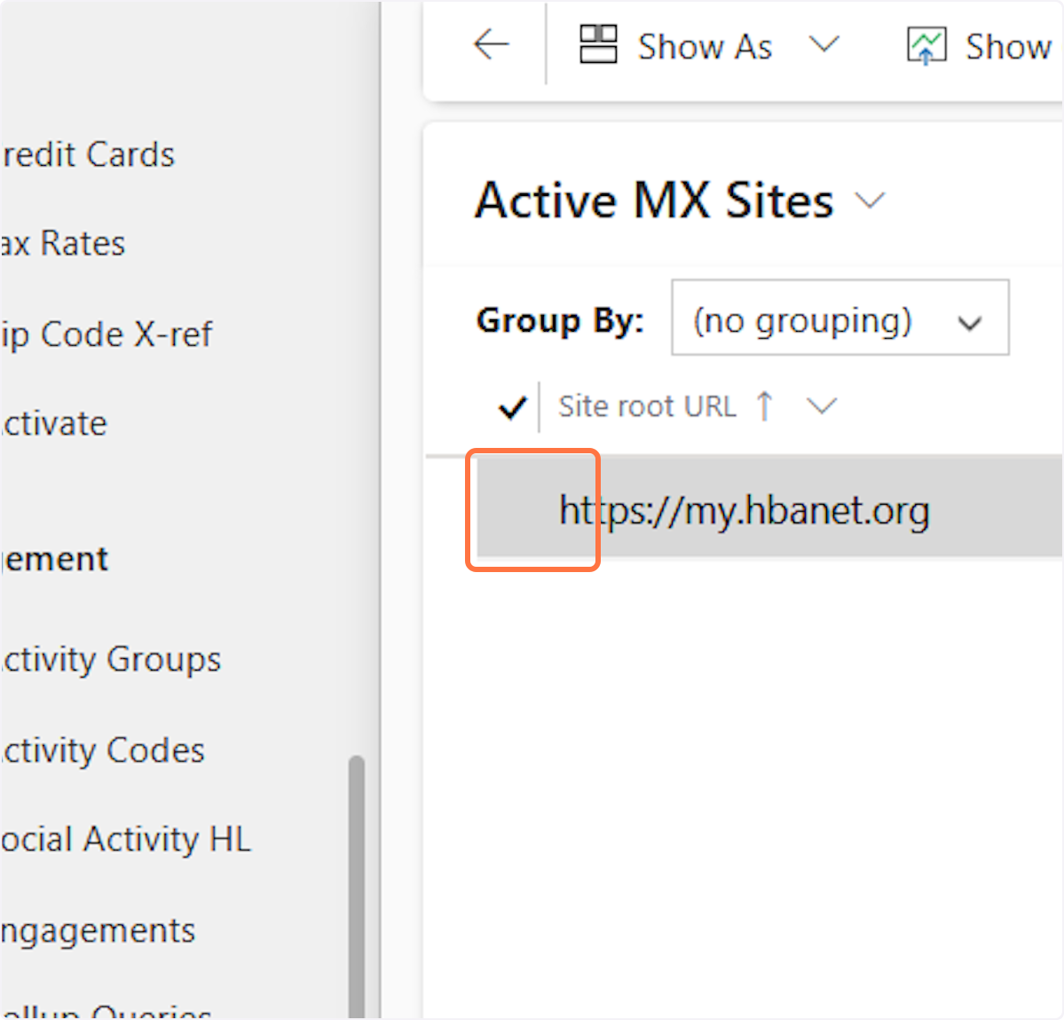 Select the area before "https://my.hbanet.org"