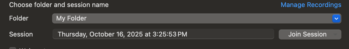 Screenshot showing the fields 