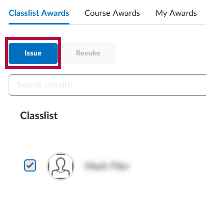 Shows location of Issue button.