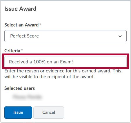 Shows the Criteria field.