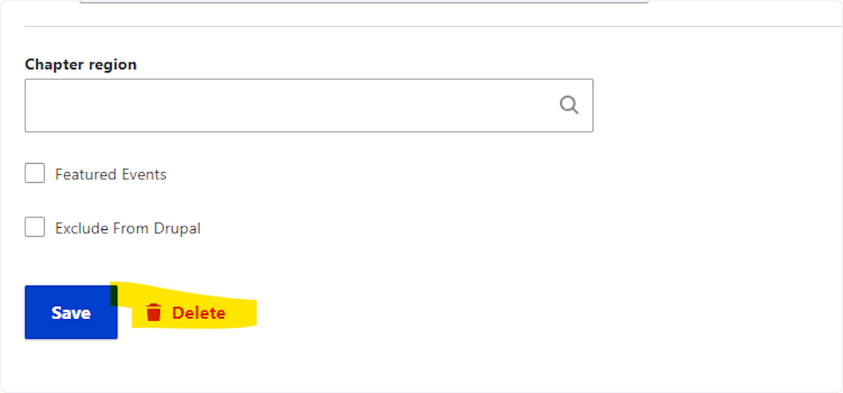 Scroll to the bottom of the page and click "Delete"