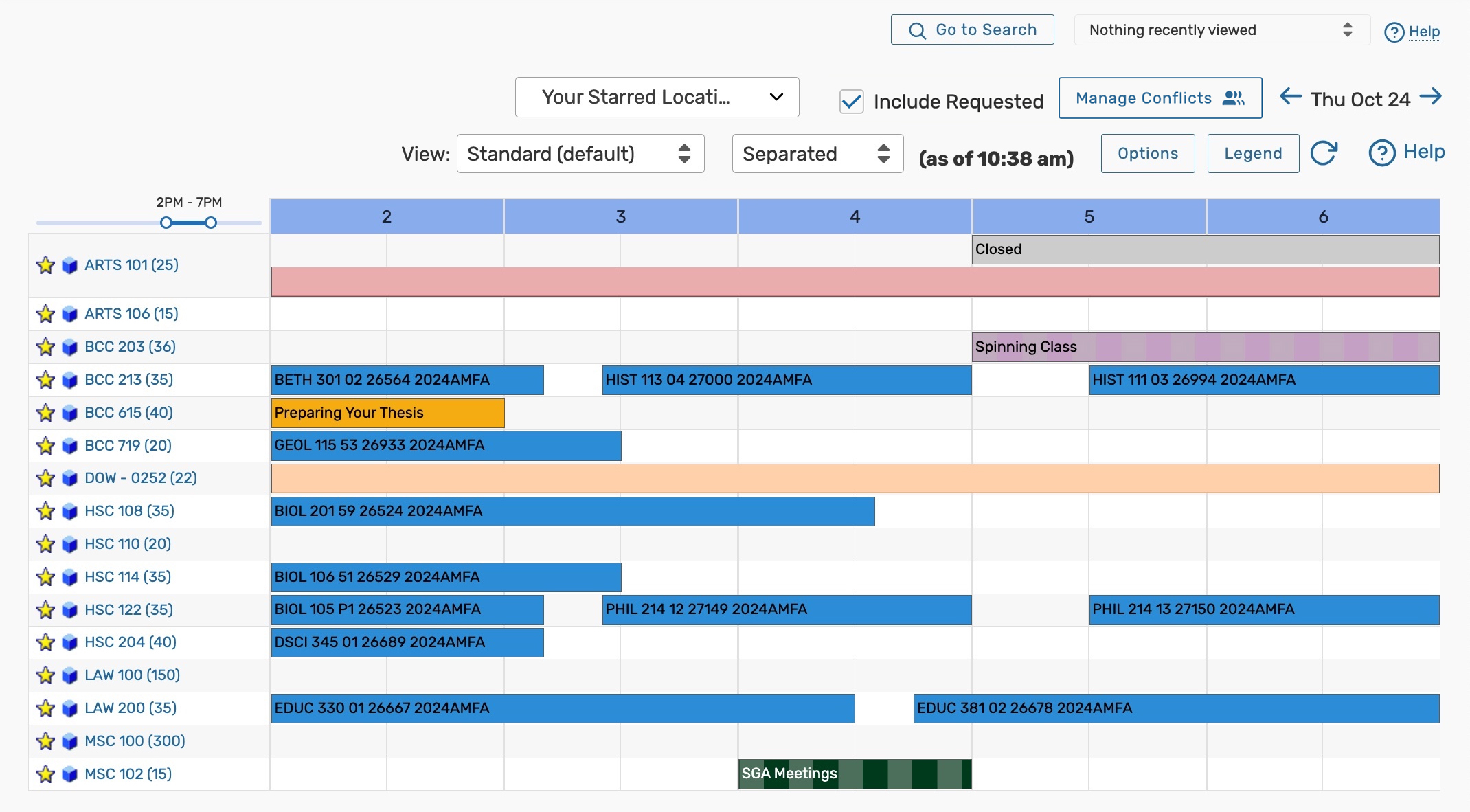 Default availability view