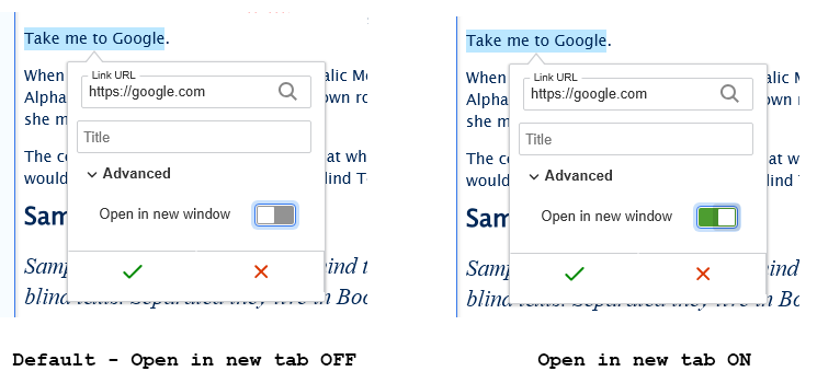 screenshot wysisyg link url path