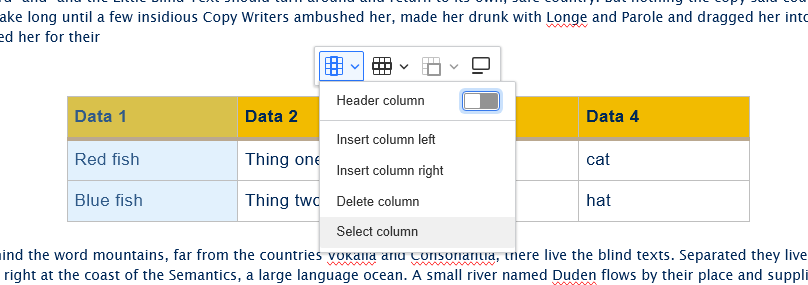 screenshot wysisyg table cells