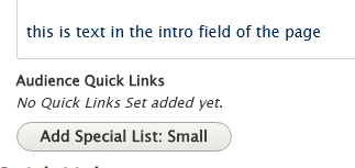 screenshot audience quick links field