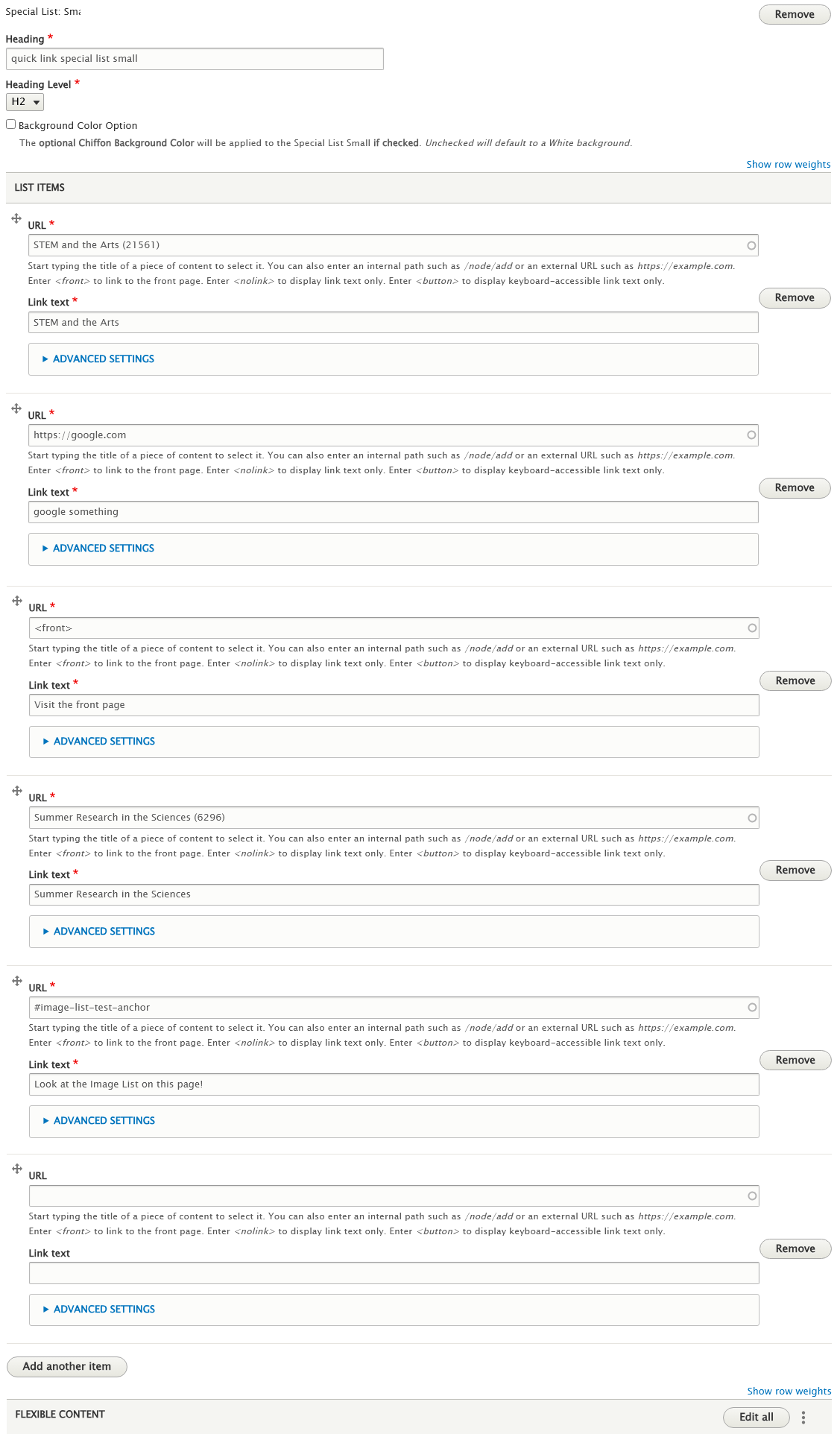 screenshot special list small list items
