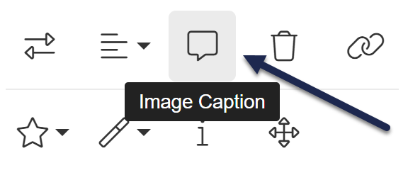 Screenshot of the Image Caption button in Modern Editor