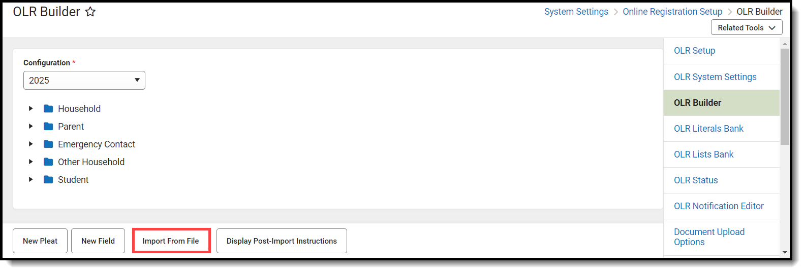 OLR builder import from file