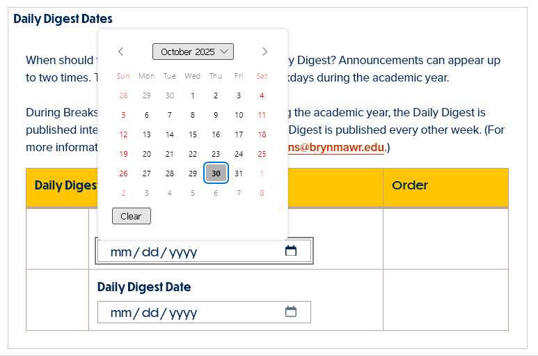 screenshot daily digest date field