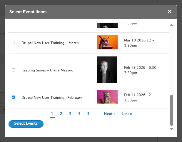 screenshot event 3-up event selection