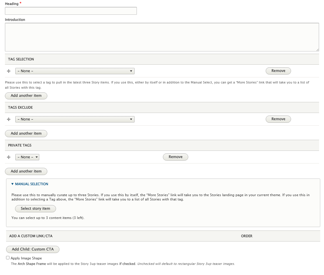 screenshot story 3-up edit form