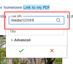 screenshot wysisyg link url path