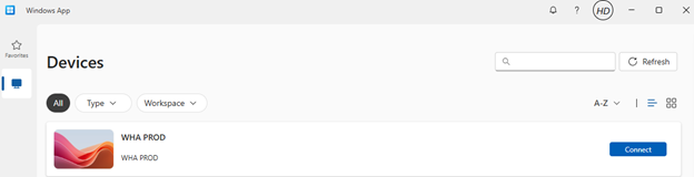 Image showing Virtual Lab tile labeled WHA PROD
