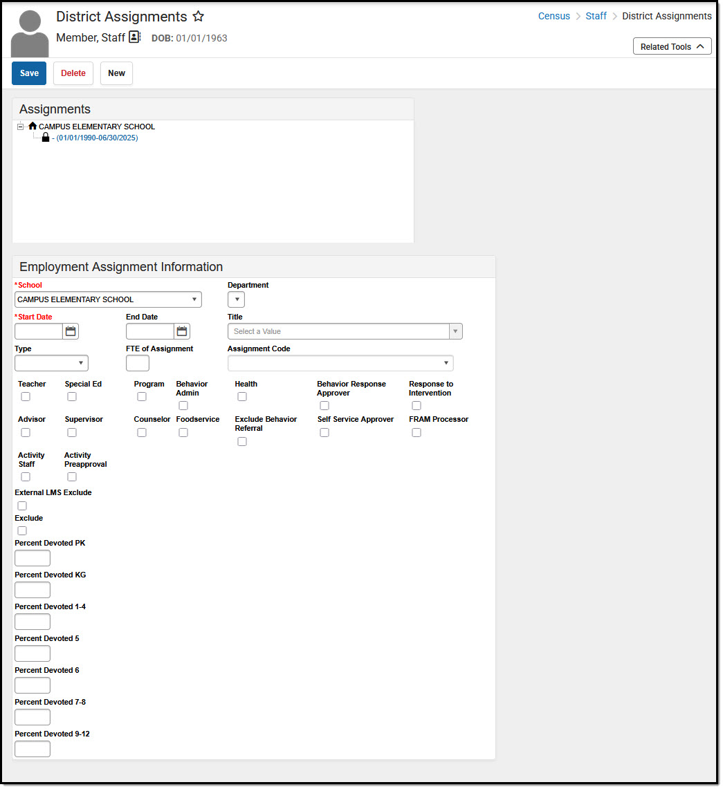 Screenshot of the North Dakota District Assignments editor. 