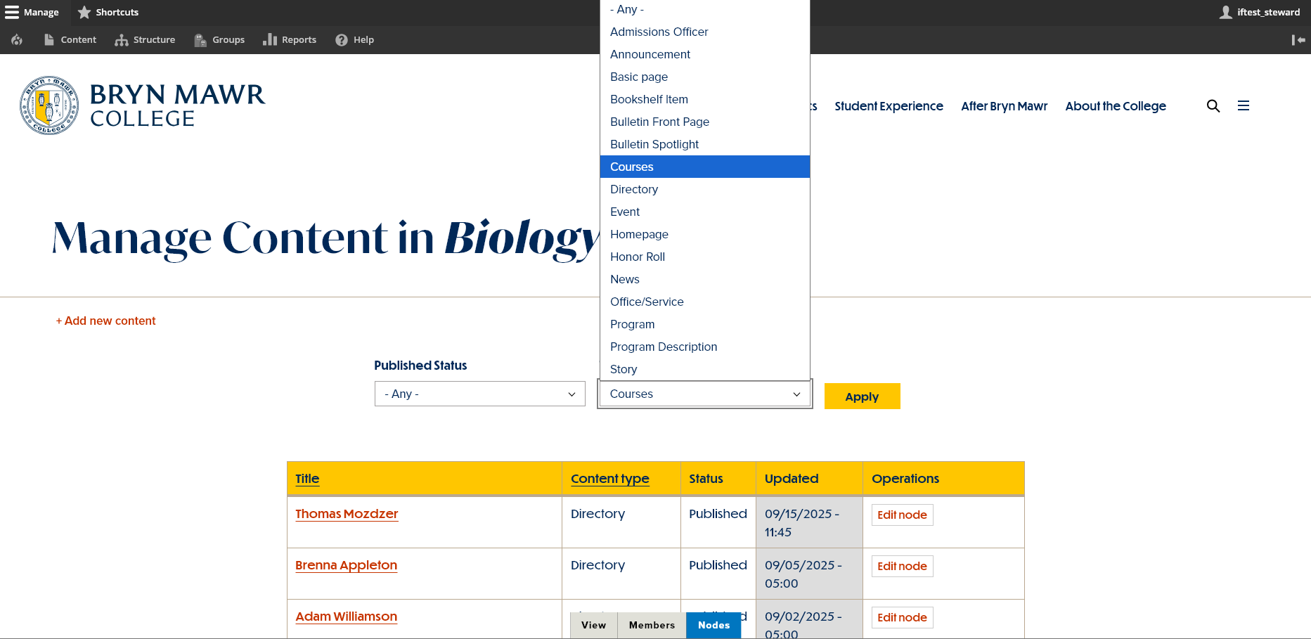 screenshot group management filter view