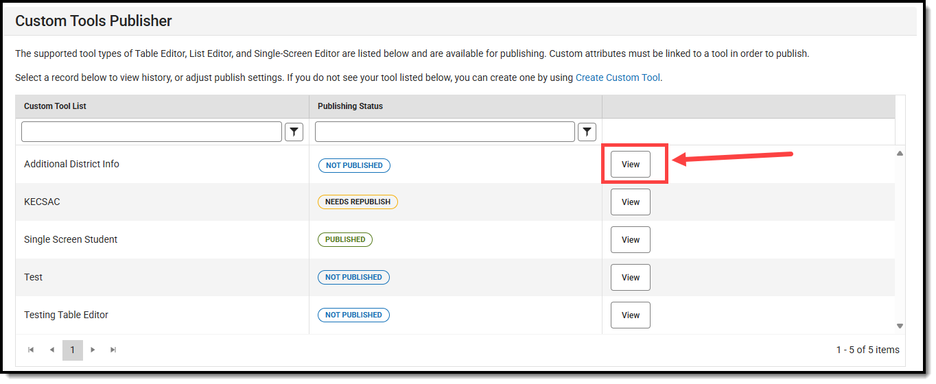 screenshot of the view button highlighted