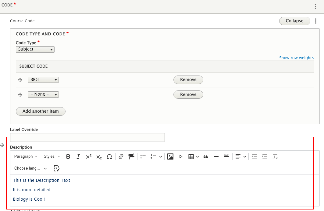 screenshot course description field
