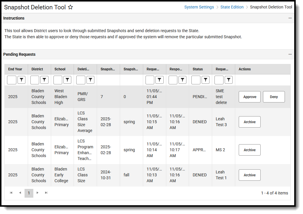 Screenshot of the Snapshot Deletion Tool for State Edition, located at System Settings, State Edition.