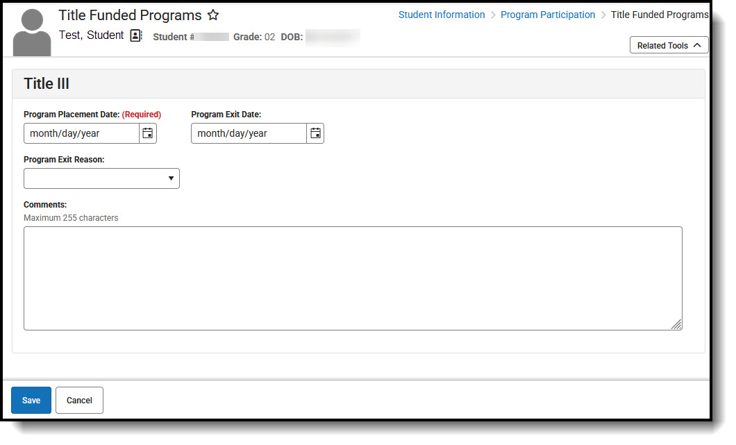 Screenshot of the Title lll program editor.