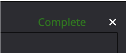 The clone tool job tab with the green completed signal in the top right corner.