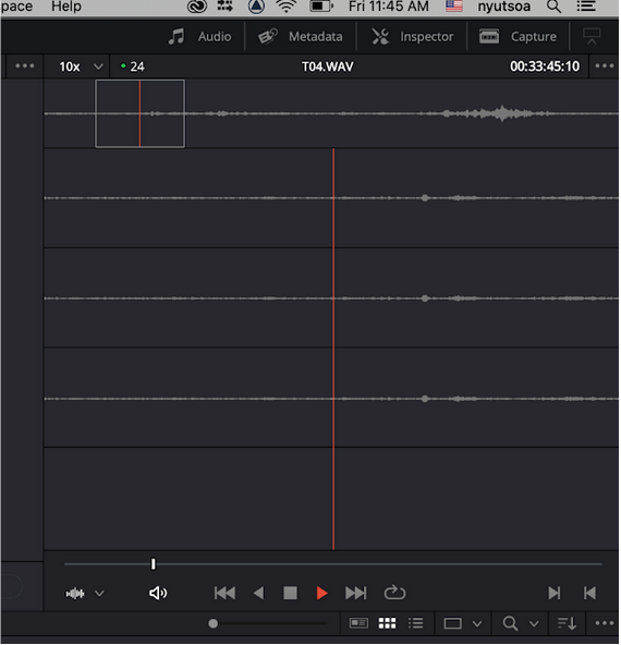 Audio clip playing in the Playback window.