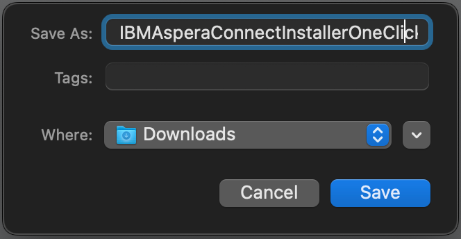 The Save window, with the installer saved to the destined location.