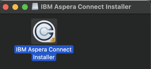 The pop-up window highlighting the IBM Aspera Connect Installer.