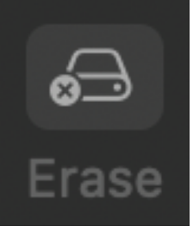Erase icon in the Disk Utility window.