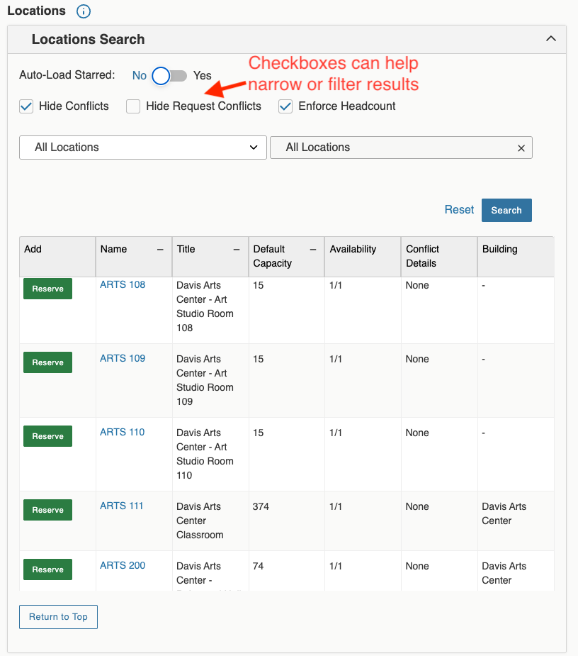 Event Form Location Selection
