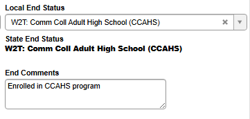 local end status of W2T