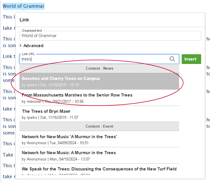 screenshot wysisyg link finding content