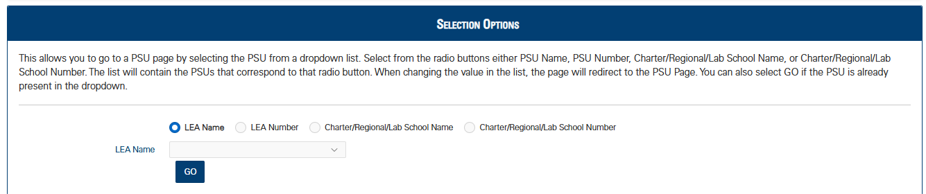 Selection options EDDIE.