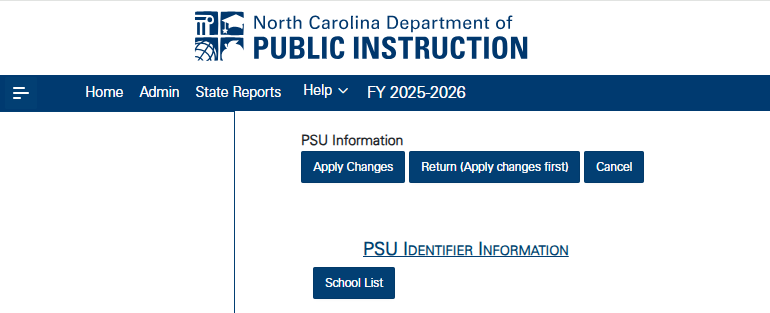 PSU identifier information school list