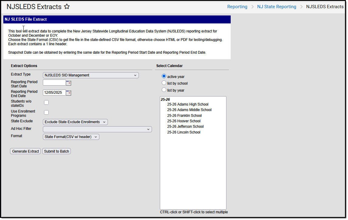 Screenshot of the NJSLEDS SID Management  editor.