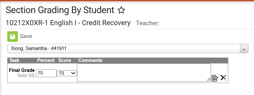 section grading by student.