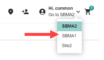 An arrow pointing to the account selector