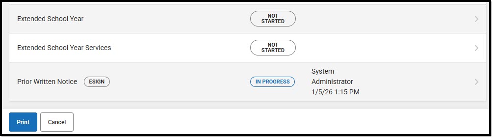 Screenshot of the North Dakota IEP Editor Home with the Prior Written Notice Editor highlighted.