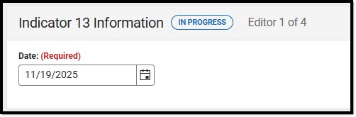 Screenshot of the Indicator 13 Information Editor.