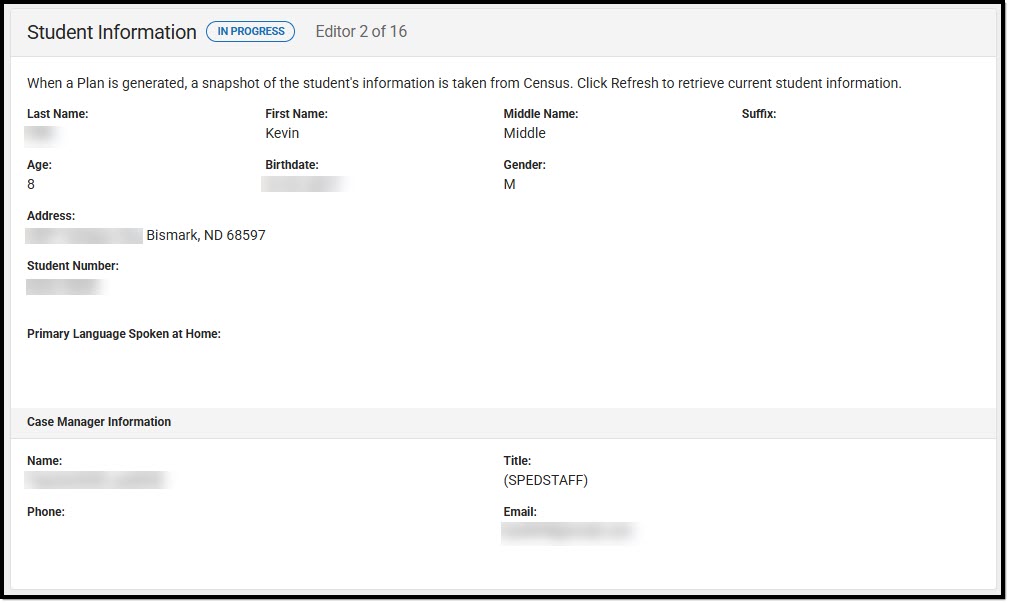 Screenshot of the Student Information Editor.