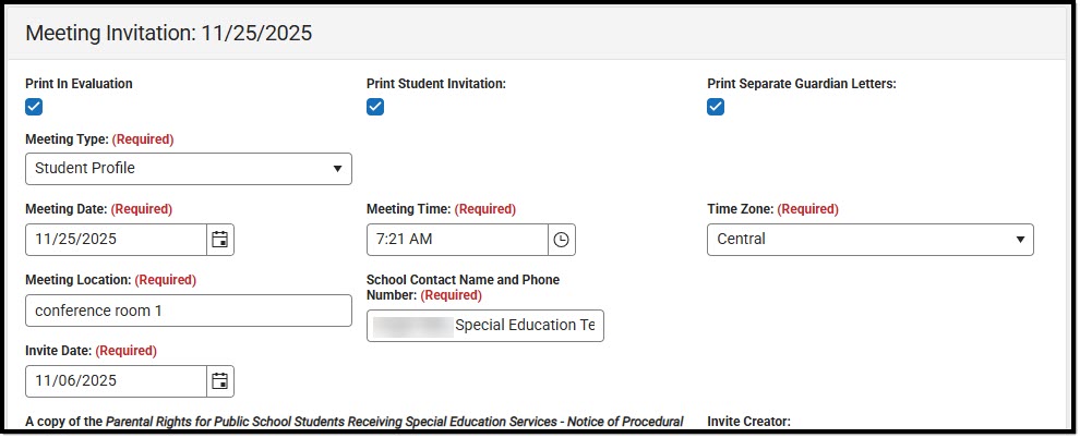 Screenshot of the Meeting Invitation Detail Screen.