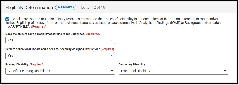 Screenshot of the Eligibility Determination Editor.