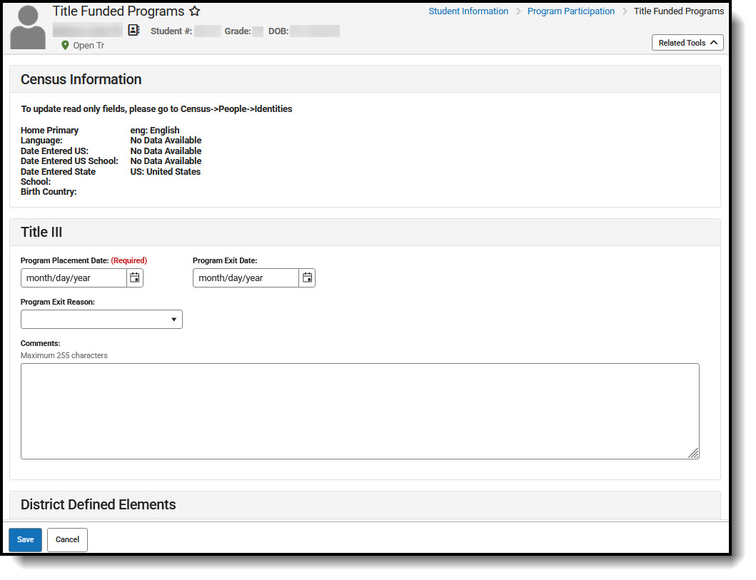 Screenshot of the Title lll program editor.