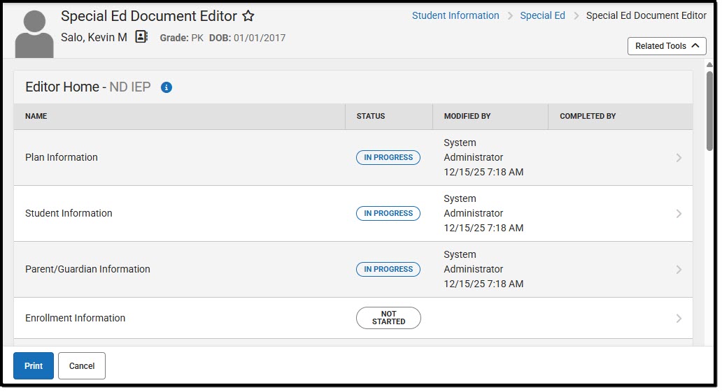 Screenshot of the Editor Home screen.